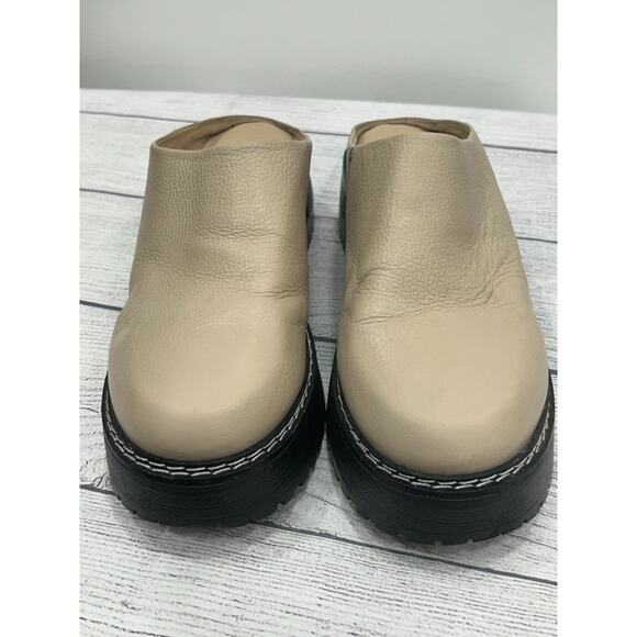 Matisse Lena Womens Beige Leather Round Toe Platform Chunky Mule Shoe Size 8.5M - Picture 3 of 14